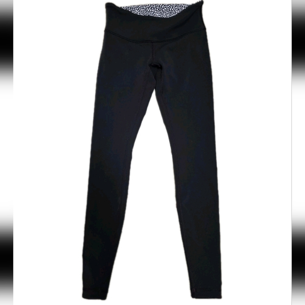LULULEMON Wunder Reversible Leggings Black Regal Plum Miss Mosaic Black Size 6 - Picture 3 of 11